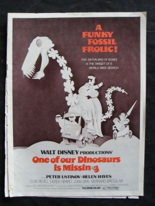 Walt Disney One Of Our Dinosaurs Is Missing Press Book Peter Ustinov Helen Hayes
