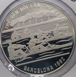 1989 Vietnam 100 Dong Silver Proof Coin,  Barcelona Olympics 1992 Type Ii