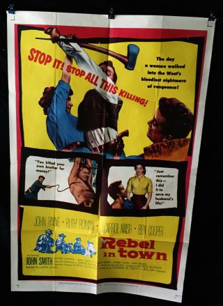 1956 Rebel In Town Movie Poster 27 " X 41 "