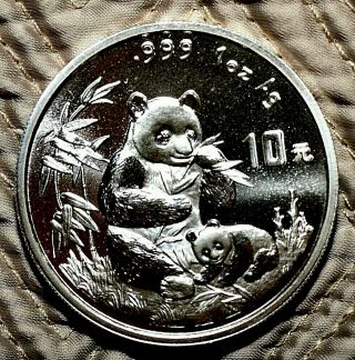 1995 China 10 Yuan Ld,  1.  00 Troy Oz. ,  999 Pure Silver Raw Panda Coin