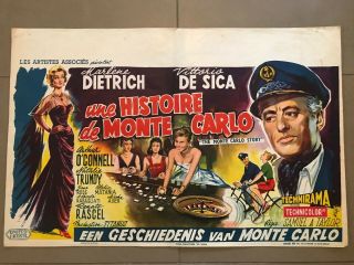 Belgian Movie Poster 14x22: The Monte Carlo Story (1956) Marlene Dietrich