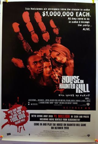 House On Haunted Hill 1999 Movie Poster 27x40 Rolled,  Double - Sided