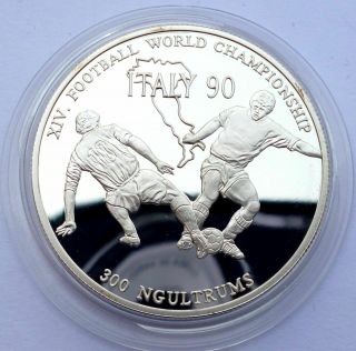 Bhutan 300 Ngultrums 1990 Silver Coin Proof - World Championship Soccer
