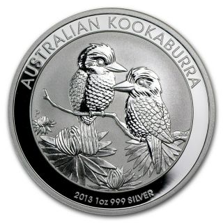 2013 Australia 1 Oz Perth.  999 Silver Kookaburra (from Roll,  In Capsule)