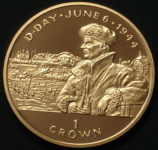 Isle Of Man 1 Crown Silver Proof 1994 World War Ii Liberation Montgomery