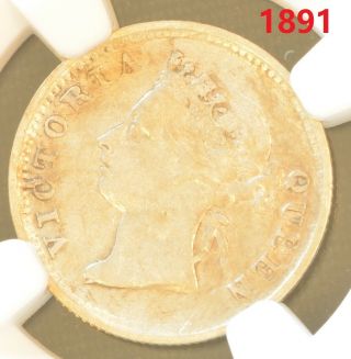 1891 China Hong Kong 5 Cent Victoria Silver Coin Ngc Vf 35