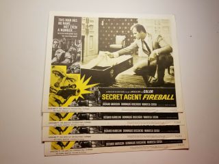 1966 Secret Agent Fireball Lobby Card Set 11 " X14 " Italian Spy Action Thriller