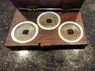 Chinese Ancient Coin Box (with 4 Coins)