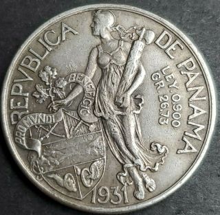 1931 Republica De Panama Vn Balboa Key To Series 29.  66 Grams Km 13