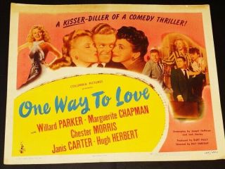 One Way To Love Orig 1945 Hf - Sheet Post Will.  Parker,  Janis Carter,  Chest Morris