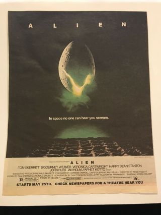 Alien 1979 Promo Advert/poster 10x12.  5