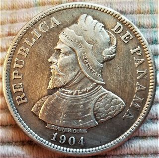 1904 Panama 25 Centesimos De Balboa X - Fine 116 Year Old Silver World Coin (b)