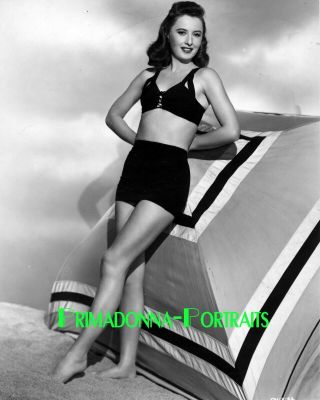 Barbara Stanwyck 8x10 Lab Photo 1940s Swimsuit Bikini Beach Babe Portrait