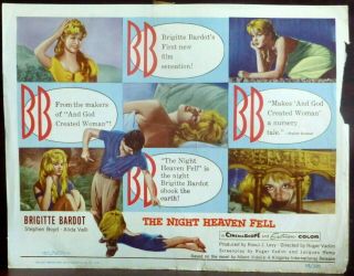 Brigitte Bardot The Night Heaven Fell 1958 Lobby Title Card Vadim Valli