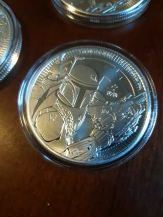 2020 Niue Boba Fett Star Wars 1 Oz Silver Coin In Airtight Holders Black Center