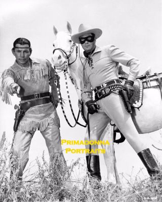 Clayton Moore & Jay Silverheels 8x10 Lab Photo Lone Ranger Cowboy & Guns Manly