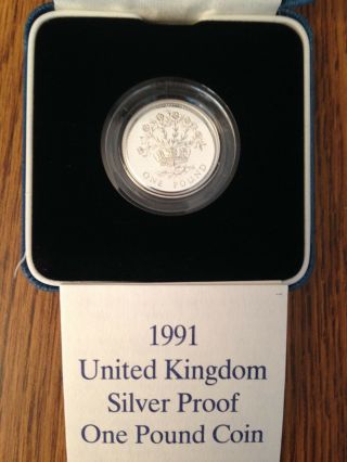 1991 United Kingdom Silver Proof One Pound Coin With