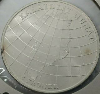1953 (h) N; S Denmark 2 Kroner Km 844 Silver Coin,  Uncirculated (greenland)