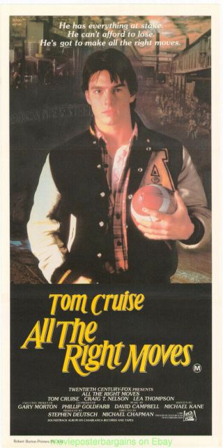 All The Right Moves Movie Poster Tom Cruise 1983 Australian 13x30 Daybill Size