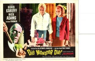 Die Monster Die 1965 Release Lobby Card Horror Boris Karloff,