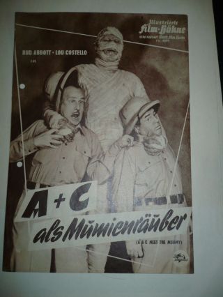 Abbott And Costello Meet The Mummy,  Orig German Film Program [abbott,  Costello]