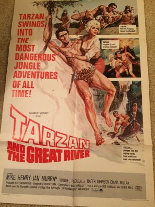 Tarzan And The Great River 1967 1 Sheet Movie Poster Mike Henry