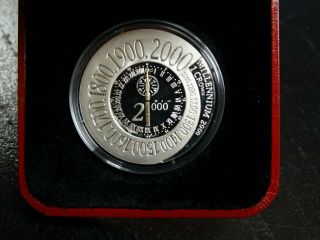 2000 Isle Of Man 1 Crown Silver Proof Millennium Meridian Observatory Clock Face