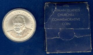 1974 Uncirculated $25 Cayman Islands Churchill 100th Anniversary Silver Coin
