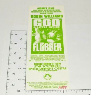 Flubber Robin Williams Collectible Advance Movie Screening Ticket Goo A Little