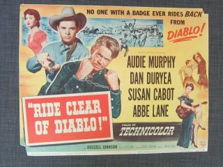 1954 Ride Clear Of Diablo Movie Lobby Card Audie Murphy,  Susan Cabot,  Abbe Lane