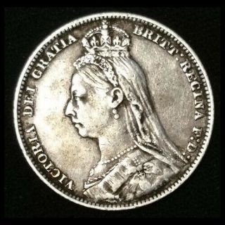 1891 Great Britain 1 Shilling Queen Victoria Silver Coin Xf