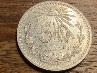 T2: Mexico 1905 Silver Bu 50 Centavos