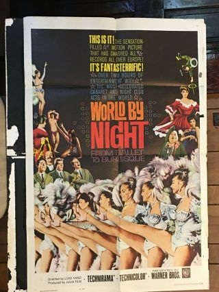 1961 World By Night Vintage Movie Poster 1 Sheet 27x41