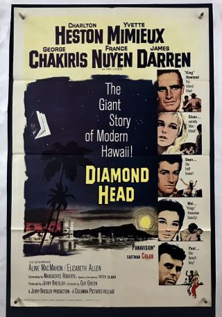 Diamond Head Movie Poster (fine, ) One Sheet 1962 Hawaii Charlton Heston 4042