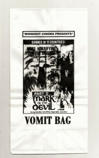 Mark Of The Devil Part 2 Vomit Bag Nm Oop Rare Collectible Ltd Ed Novelty Horror
