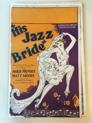His Jazz Bride (1926) Us Window Card Movie Poster