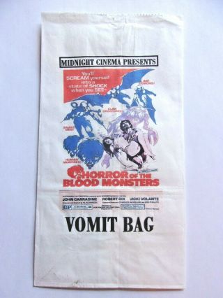 Horror Of The Blood Monsters Vomit Bag Nm Oop Rare Collectible Ltd Ed Novelty
