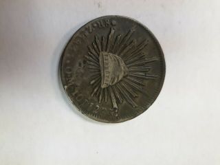 1834 Mexicana 8 Reale Silver Coin W/rays 26.  8 Grams.  Coin.  Republica Mexico
