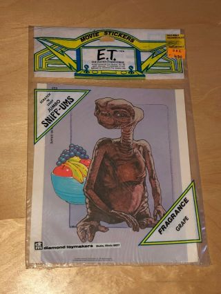 1982 Movie Sticker E.  T.  The Extra - Terrestrial Jumbo Scratch N Sniff Ums Grape