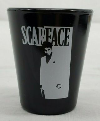 " Scarface " Tony Montana Black With White Graphic 2oz Shot Glass Universal Studio