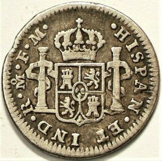 1777 Fm Mexico 1/2 Real Carolus Iii Colonial Silver Km 69.  2 10842