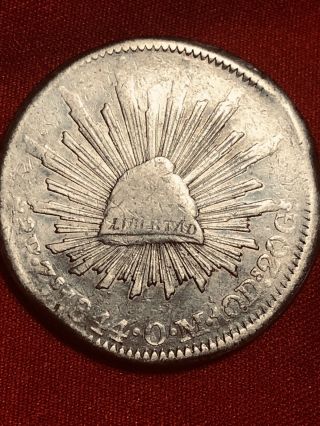1844 Mexico Zacatecas 8 Reales 903 Silver Zs O.  M.  Circulated Cond.