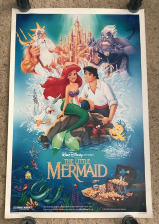 1989 Disney The Little Mermaid Movie Poster Rolled & Numbered 2 - Sided