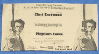 Vintage 1974 Magnum Force Clint Eastwood Newspaper Movie Print Ad