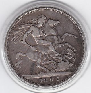 1893 Queen Victoria Large Crown / Five Shilling Coin