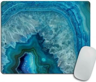 Bright Aqua Blue Turquoise Geode Mineral Stone Mouse Pad,  Blue Mousepad
