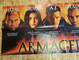 Vtg Heads Up Advance Notice Armageddon Poster 1998 Bruce Willis 2 Sided