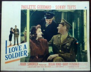 Paulette Goddard Sonny Tufts 1944 Lobby Card Wwii I Love A Soldier