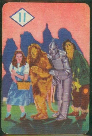 1940 Wizard Of Oz Playing Card,  Blue Diamond 11,  Dorothy,  Tin Man,  Scarecrow.
