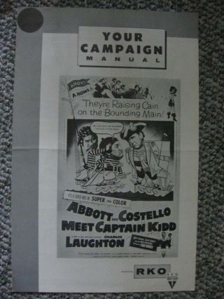 " Abbott And Costello Meet Captain Kidd " 1952 Pressbook 11 X 17 4 Pages